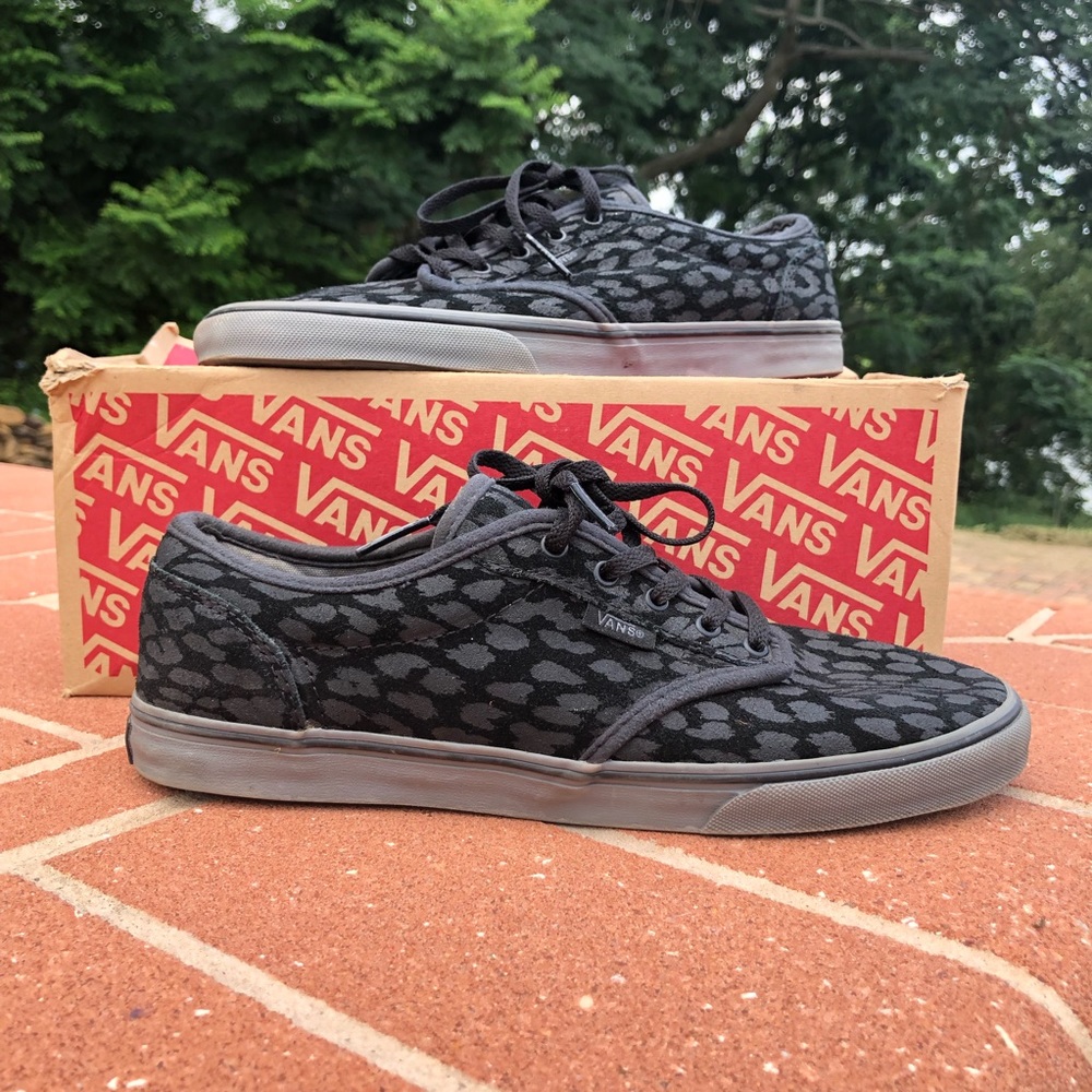 Vans Black Gray Cheetah Print Design Sneakers